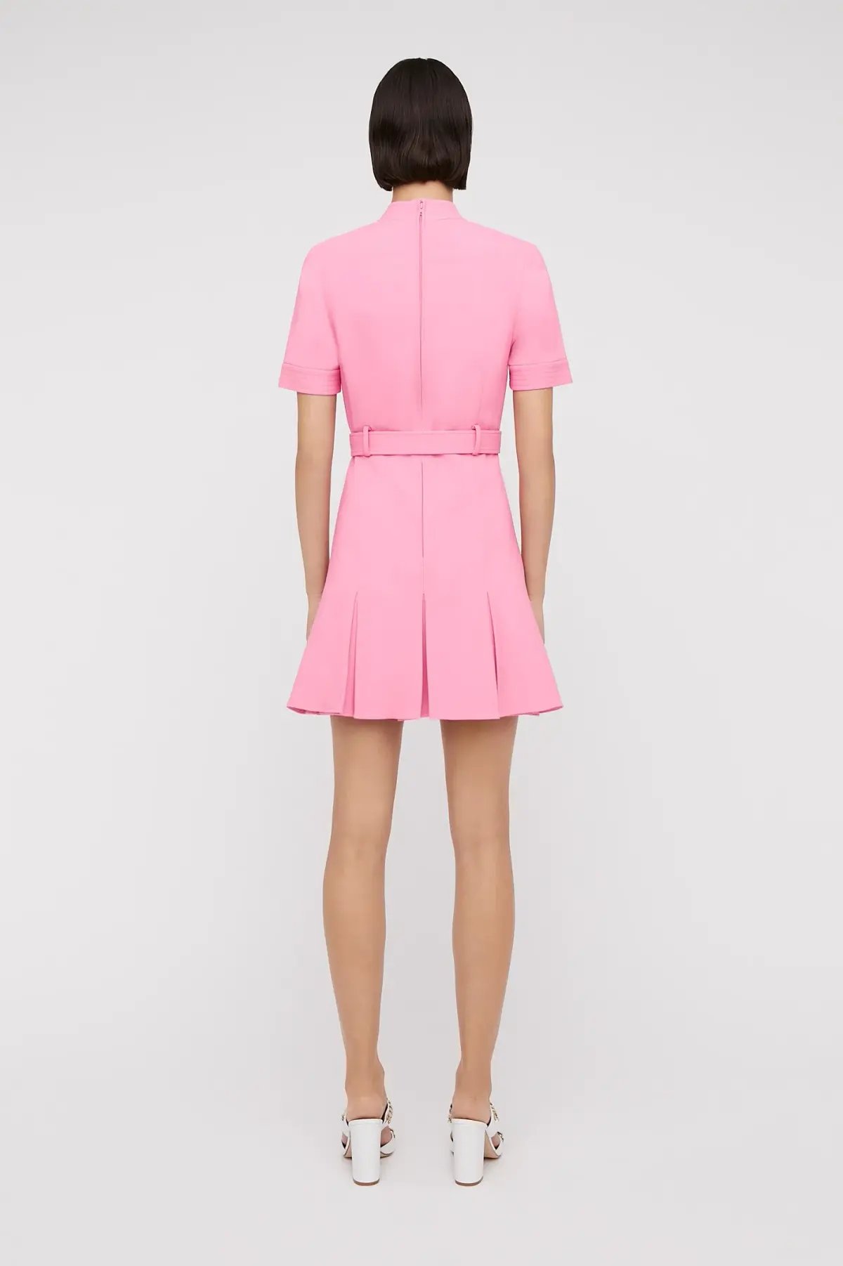 Scanlan Theodore Tailored Pleat Mini Dress Pink Size 10 photo 2
