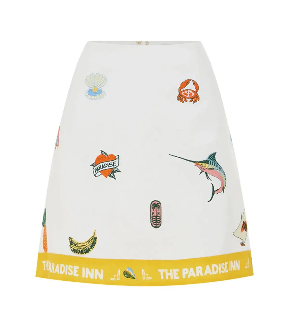 Alemais Blue Marlin Embroidered Shirt and Skirt Set in Cream Size 8 photo 4