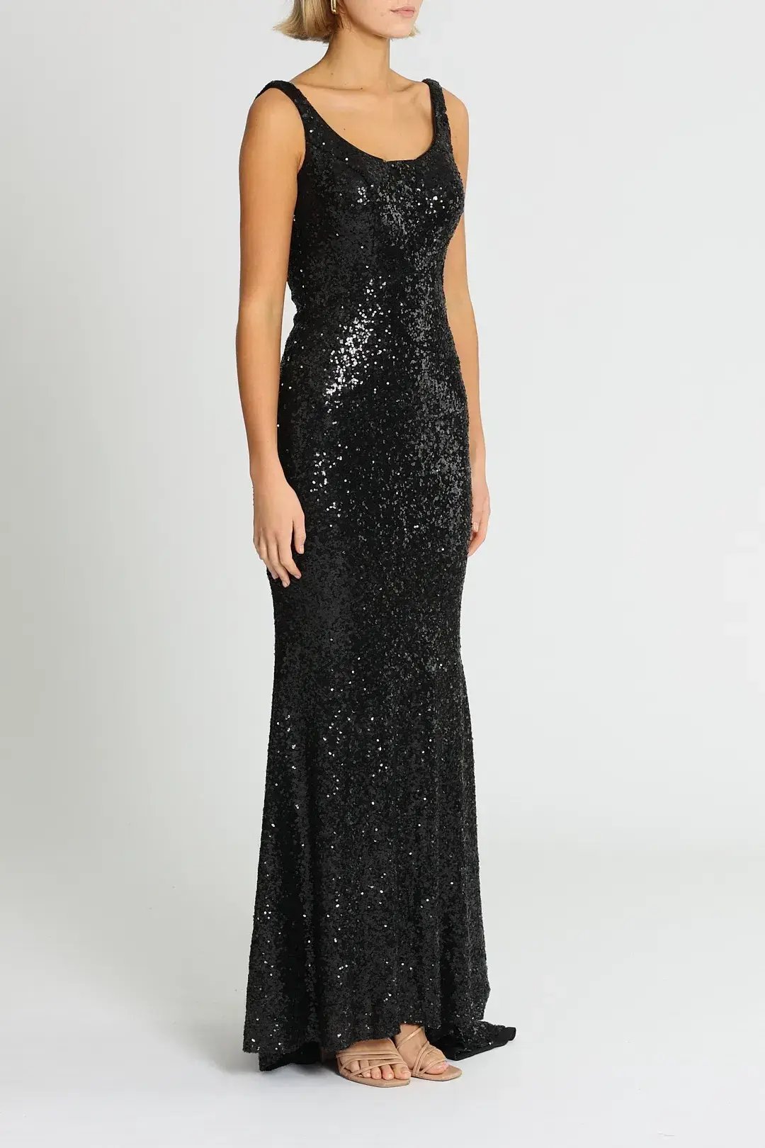 Tina Holly Annalise Sequin Gown in Black Size 8 photo 2