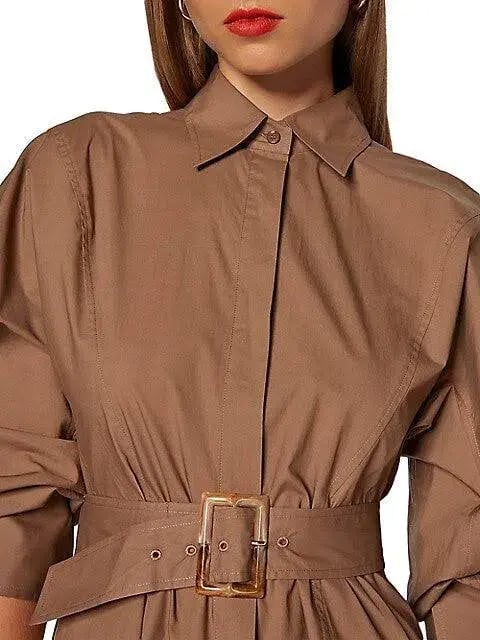 Scanlan Theodore Cotton Trench Midi Dress Cashew Size S / Au 8 photo 2