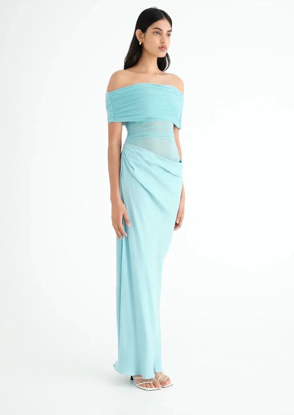 Benni Nico Off Shoulder Maxi Dress Aquamarine Size 8 / AU 8 photo 2