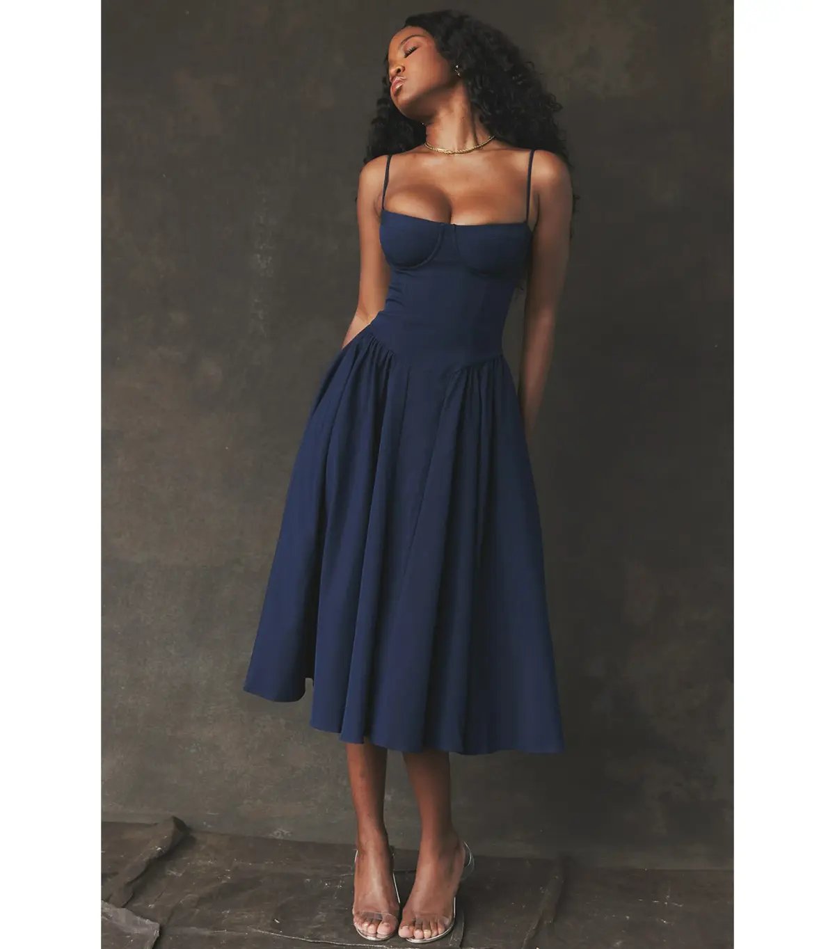 House Of CB Samaria Corset Sundress French Navy Size AU 6 photo 3