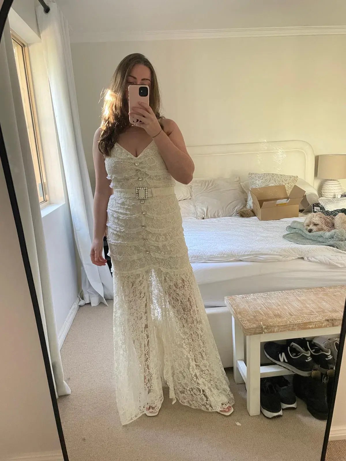 Alessandra Rich Lace Frill Dress - Cream AU12 photo 3