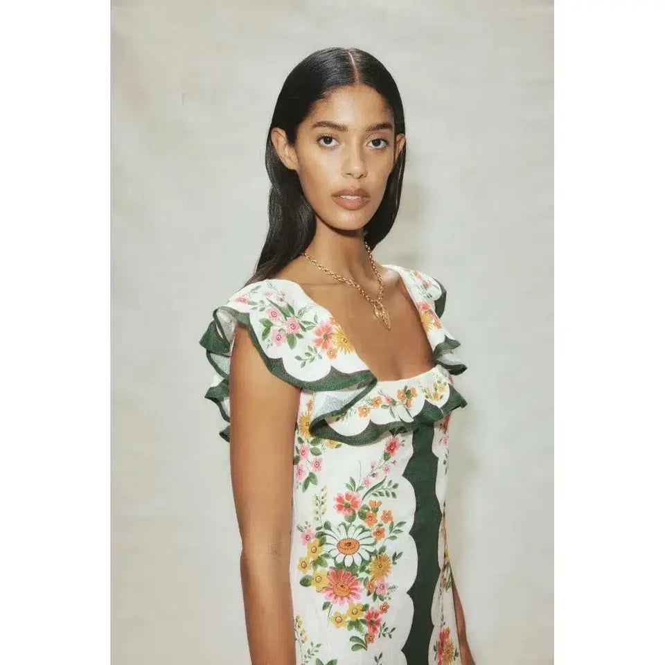 Alemais Elisabetta Ruffle Midi Dress Floral Size AU 10 photo 2