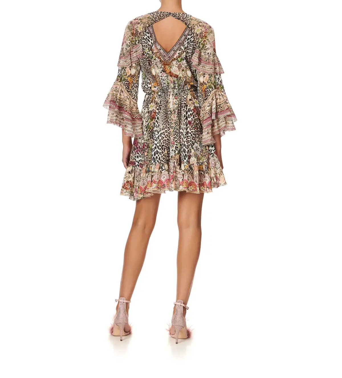 Camilla Anarchy At Annabels Short Wrap Mini Dress With Ruffles Multi Floral Print Size AU 8 photo 3