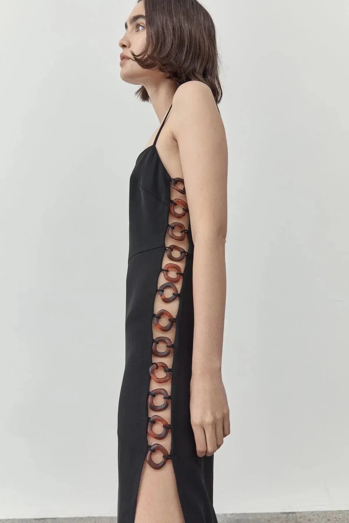 St. Agni Link Detail Midi Dress Black Size 6 photo 2