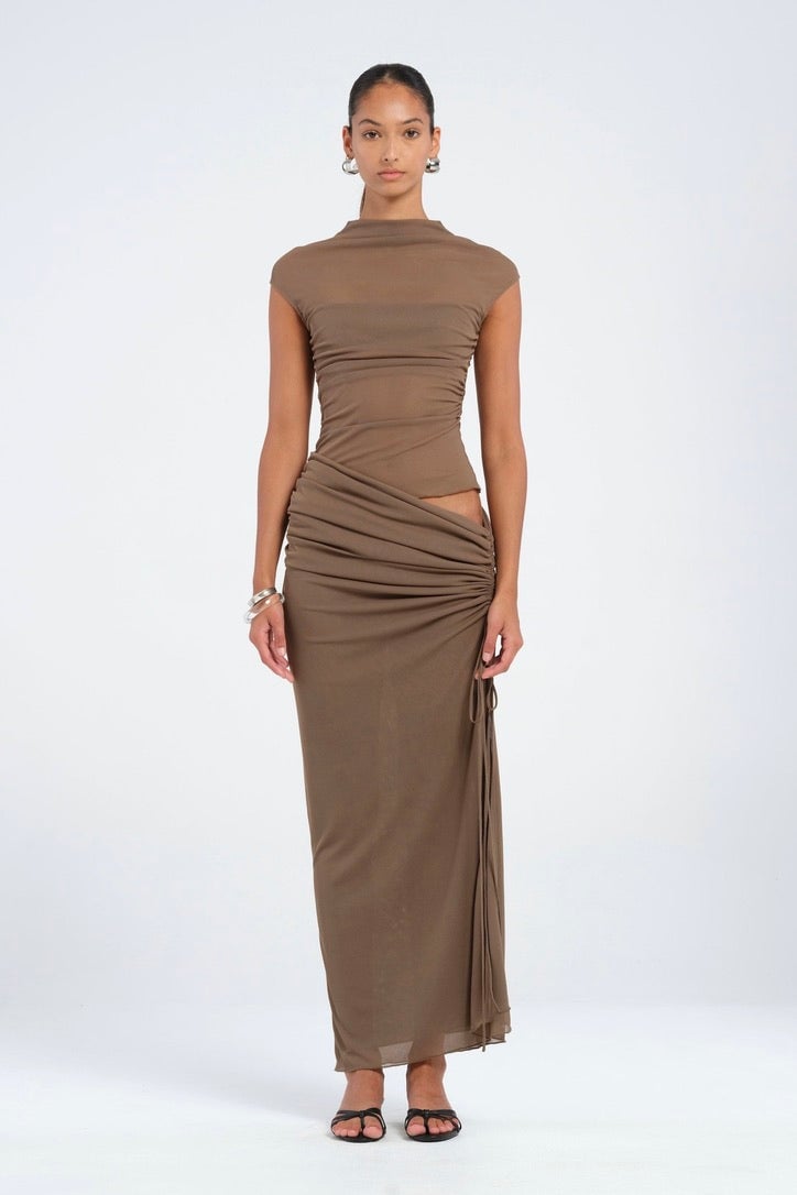 Benni Milo Mesh Maxi Dress - Mushroom photo 4