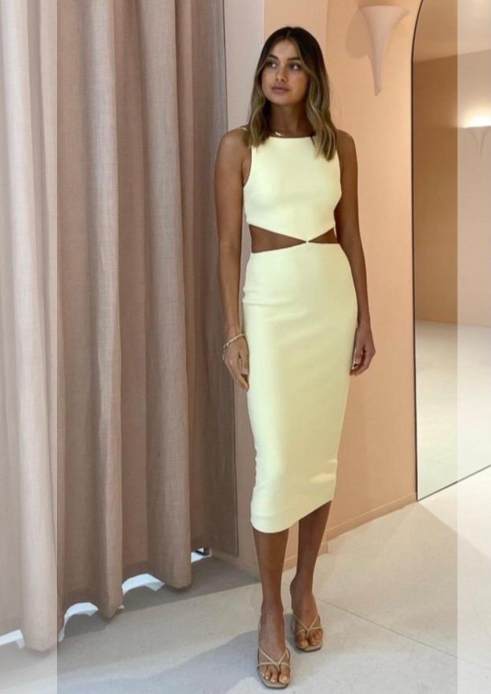 Bec & Bridge Scout Cut Midi Dress Yellow Size 6 photo 2