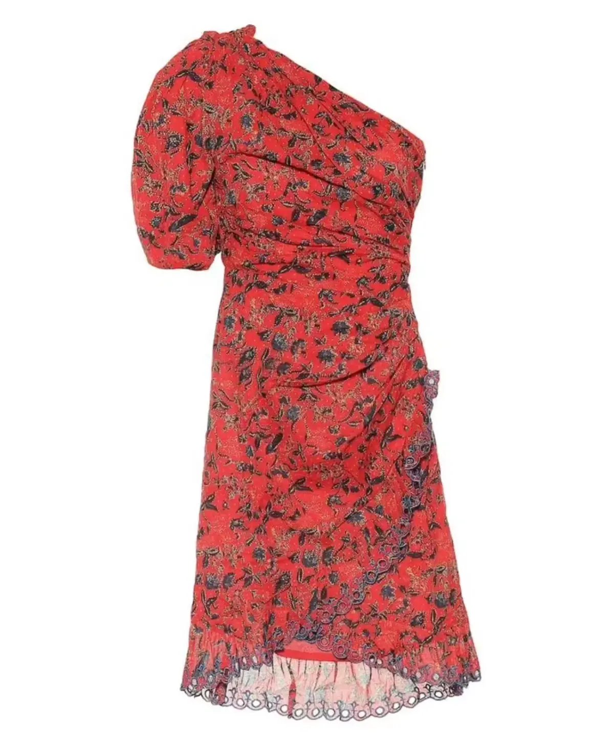 Isabel Marant Etoile Esther One Shoulder Mini Dress Red Size 6 photo 4