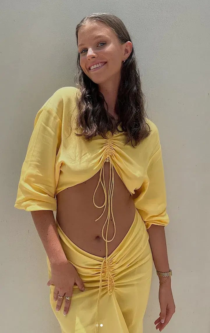Christopher Esber Ruched Cutout Woven Maxi Dress Yellow Size 10 photo 3