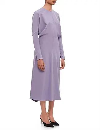 Victoria Beckham Dolman Midi Dress with Blouson Bodice Purple Size 16 photo 4