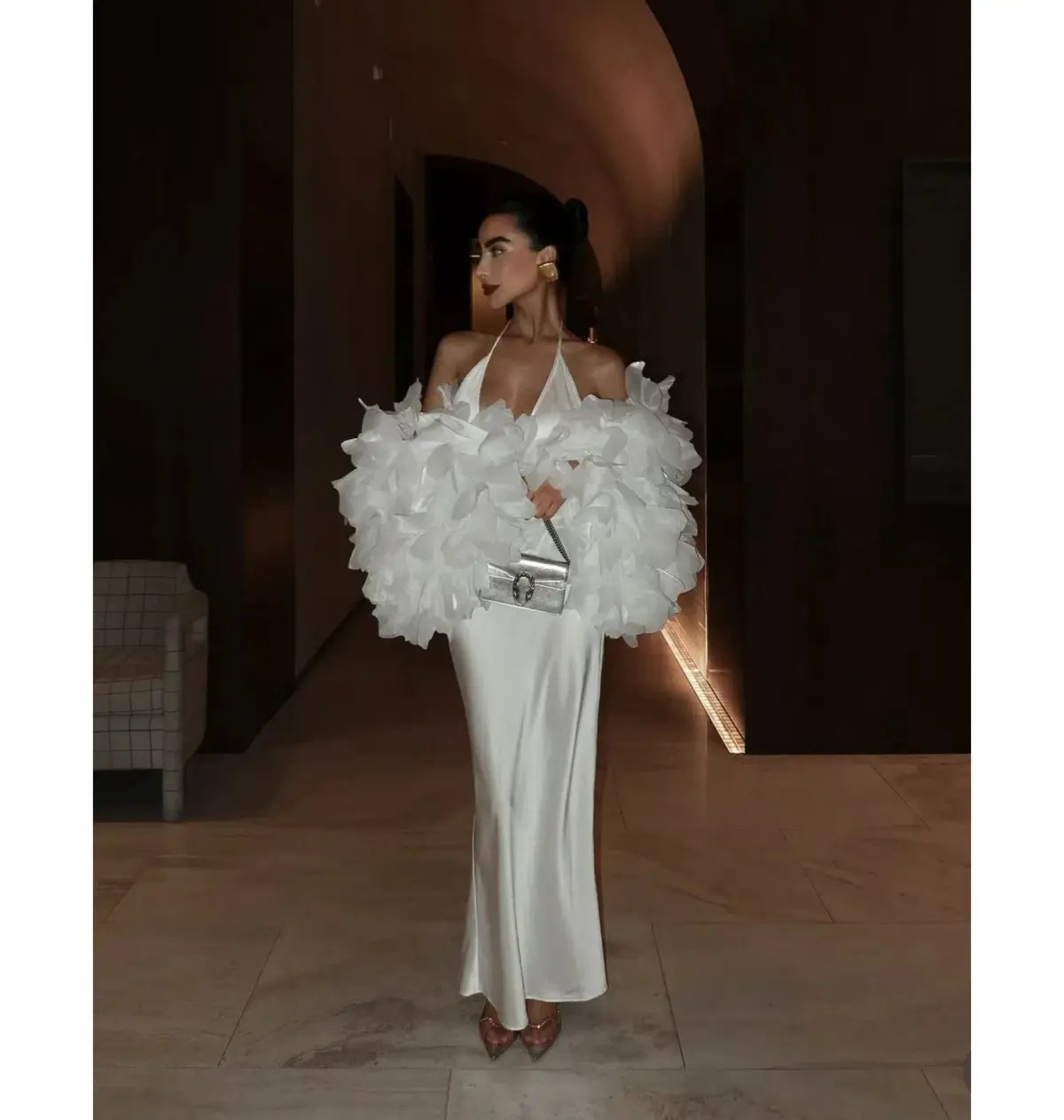 Selezza Lucia Flower Bomber In White Size S / AU 8 photo 3