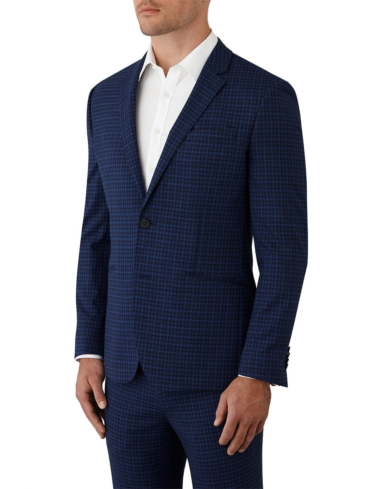 Uber Stone Blue Lewis Check Suit Jacket photo 3