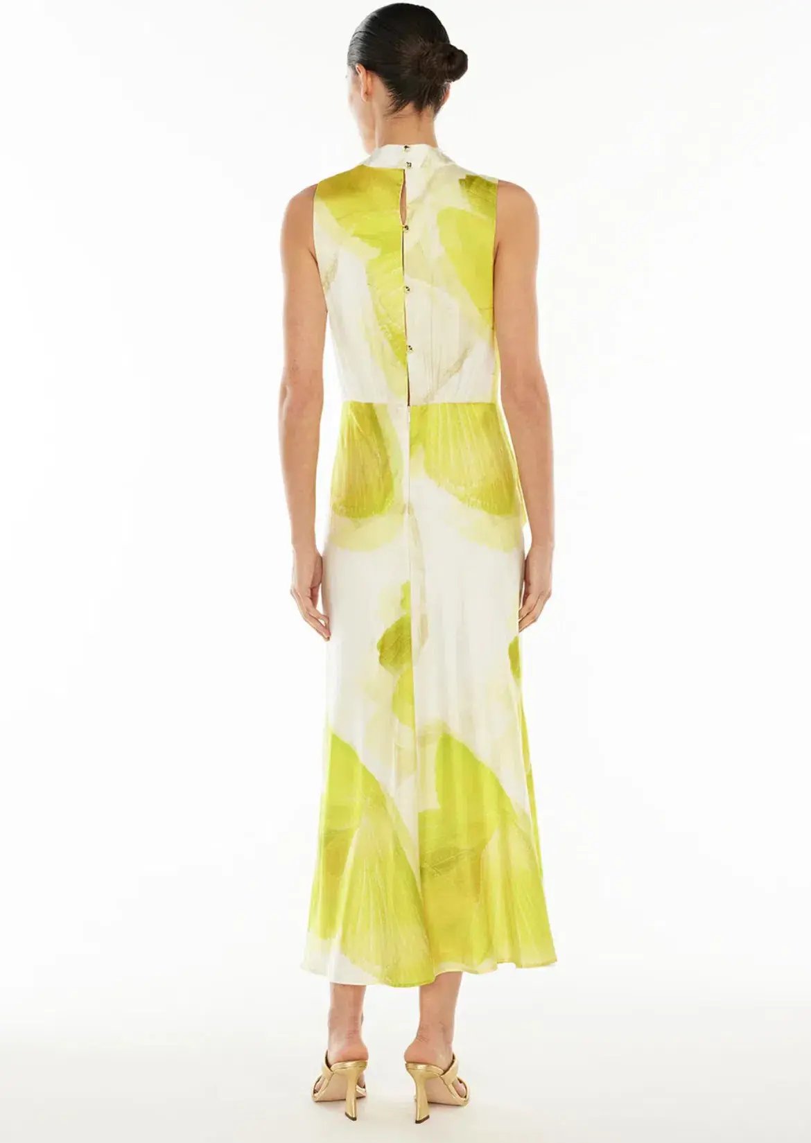 Manning Cartell Levitating Butterflies Drape Midi Dress Yellow/White Print Size 12 photo 3