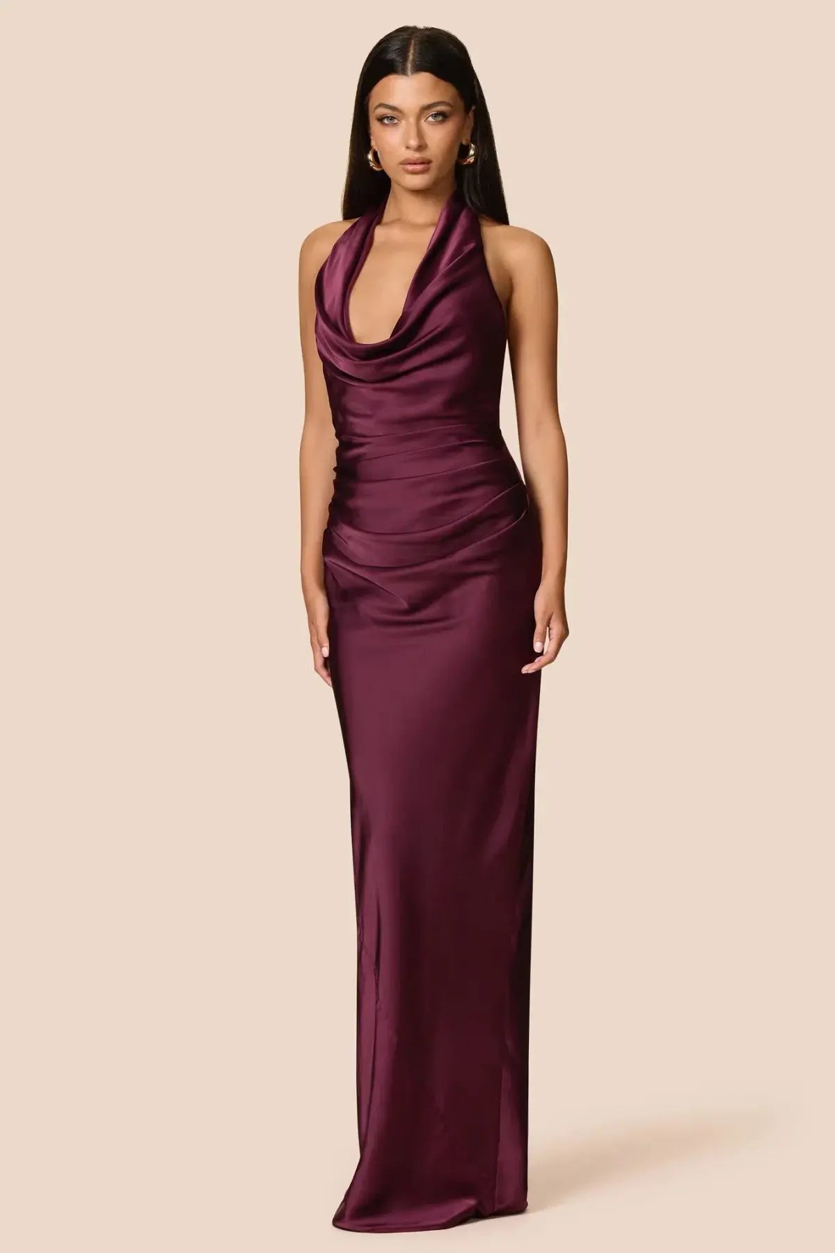 Love Nookie Penelope Drape Gown Mulberry Size 10 photo 3