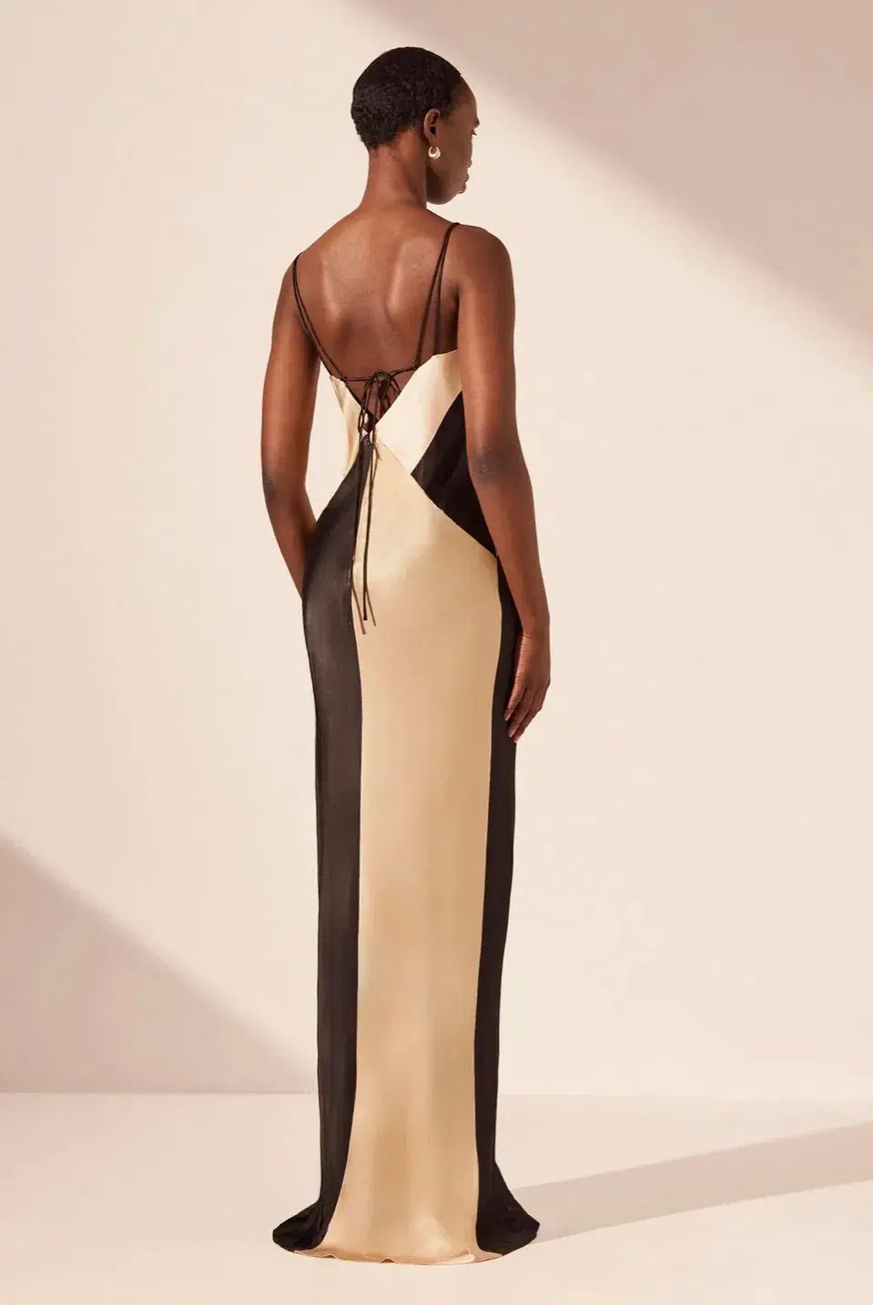 Shona Joy Sofia Contrast Double Strap Maxi Dress in Black/Multi Size 10 photo 3