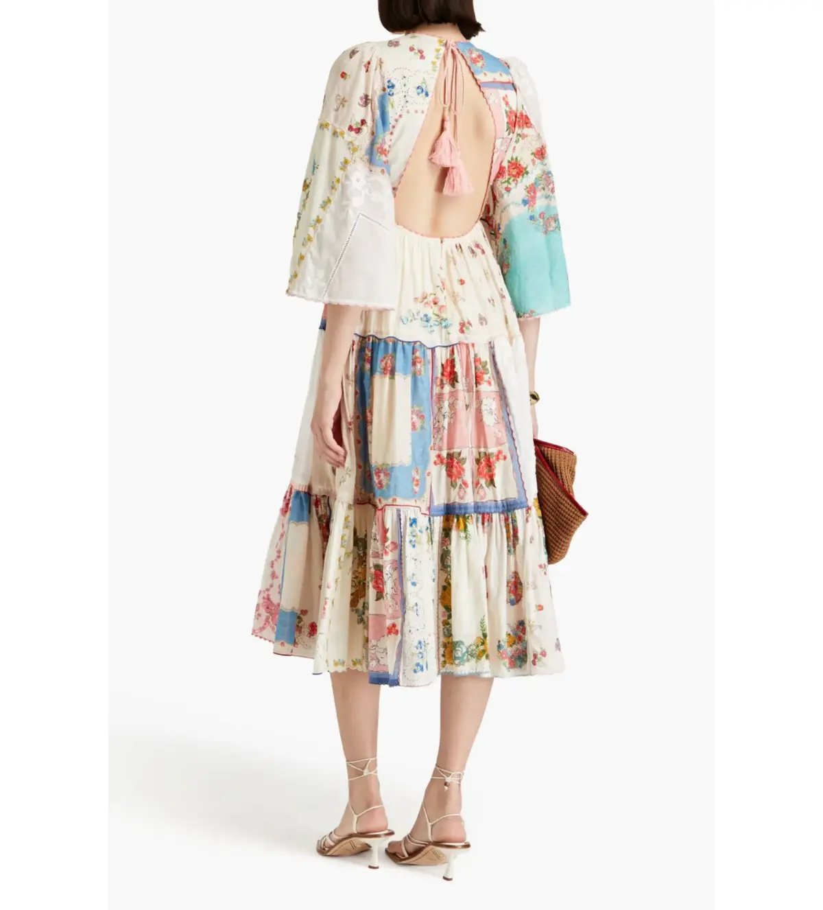 Zimmermann Clover Patched Midi Dress Multi Floral Size 1 AU 10 photo 5