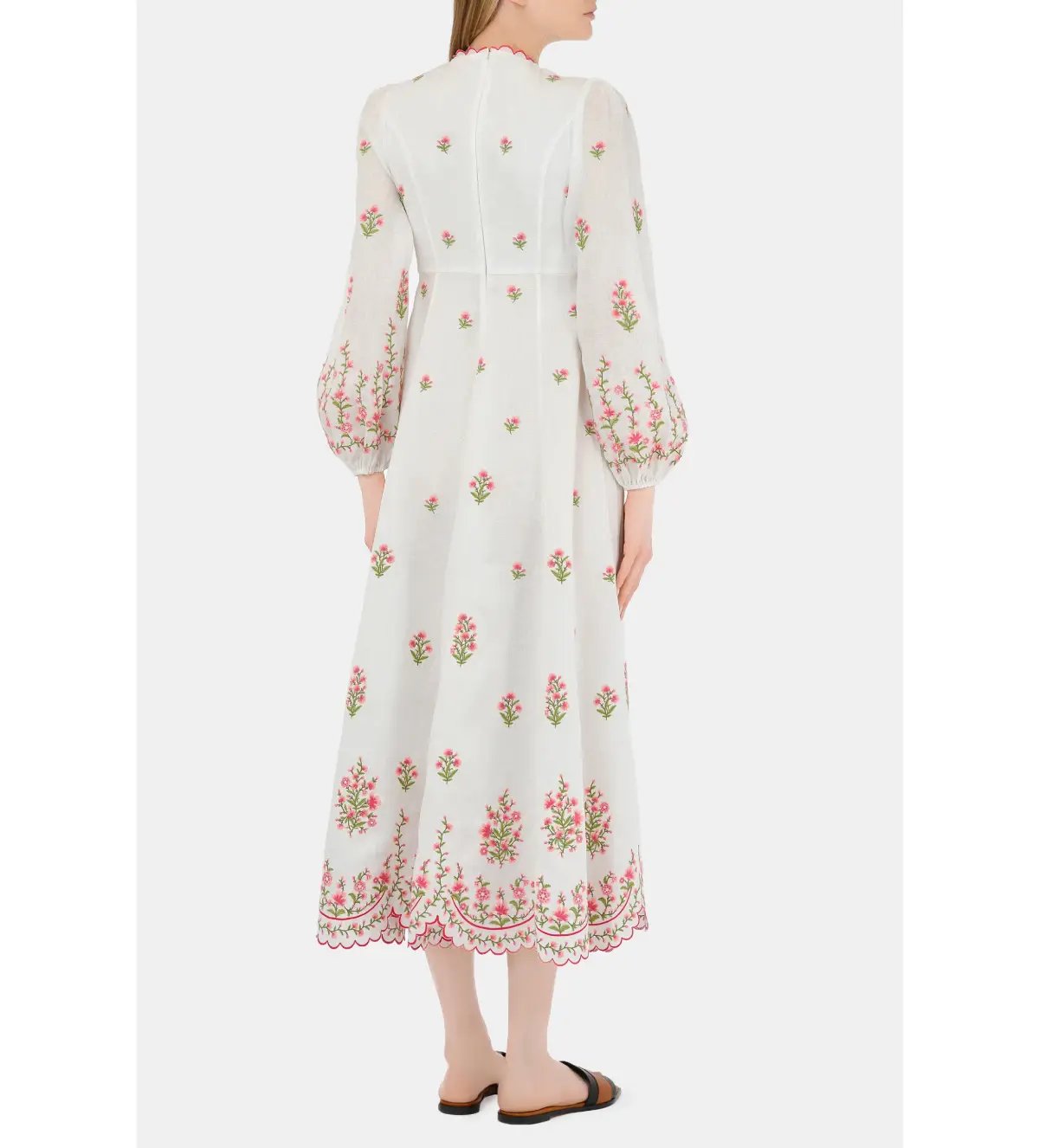 Zimmerman Poppy Floral Midi Dress in Pink Embroidery Size 1 / AU 10 photo 3