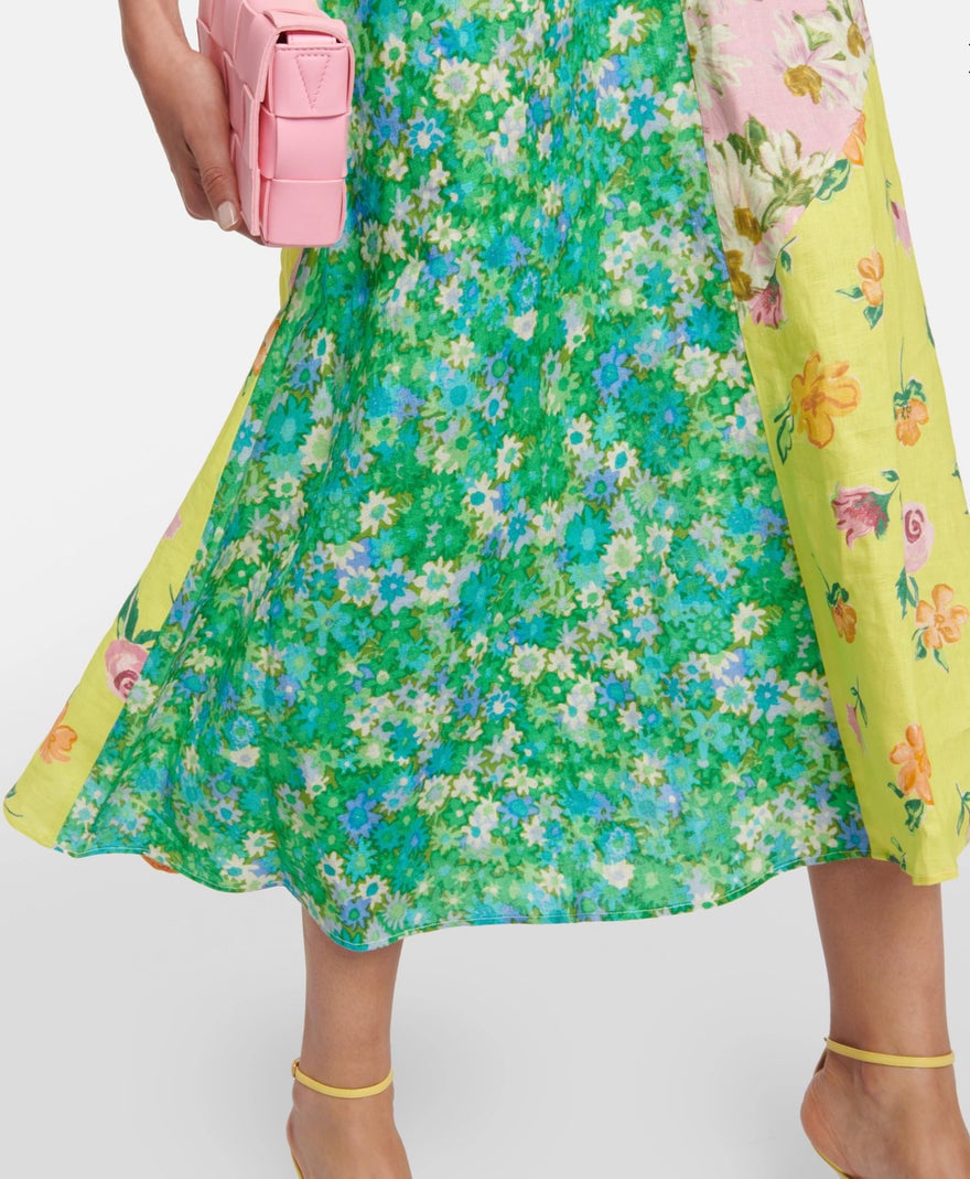Alemais Kenzie Patchwork Linen Midi Dress photo 3