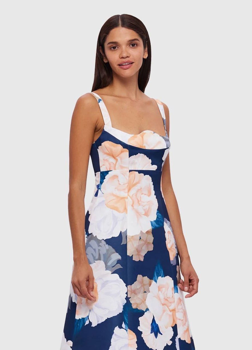 Leo Lin Odette Midi Dress - Rosebud Print in Navy photo 2