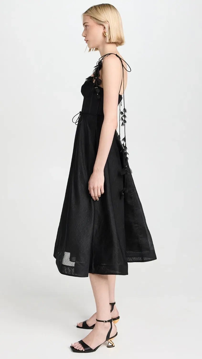 Zimmermann Natura Corset Midi Dress Black Size 3 / AU 14 photo 4