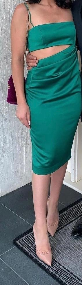 MISHA Selena Cutout Midi Dress Emerald Green Size 8 photo 3