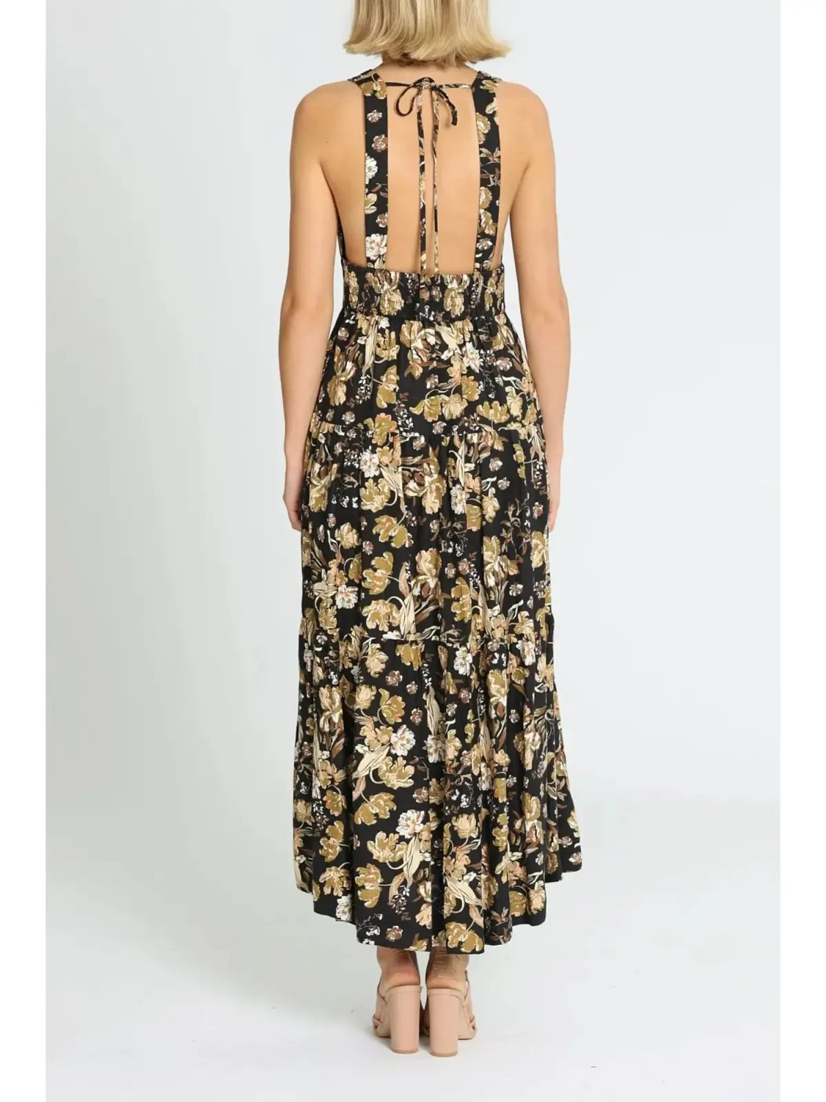 Shona Joy Palermo Plunged Low Back Midi Dress in Multi Size AU 8 photo 3
