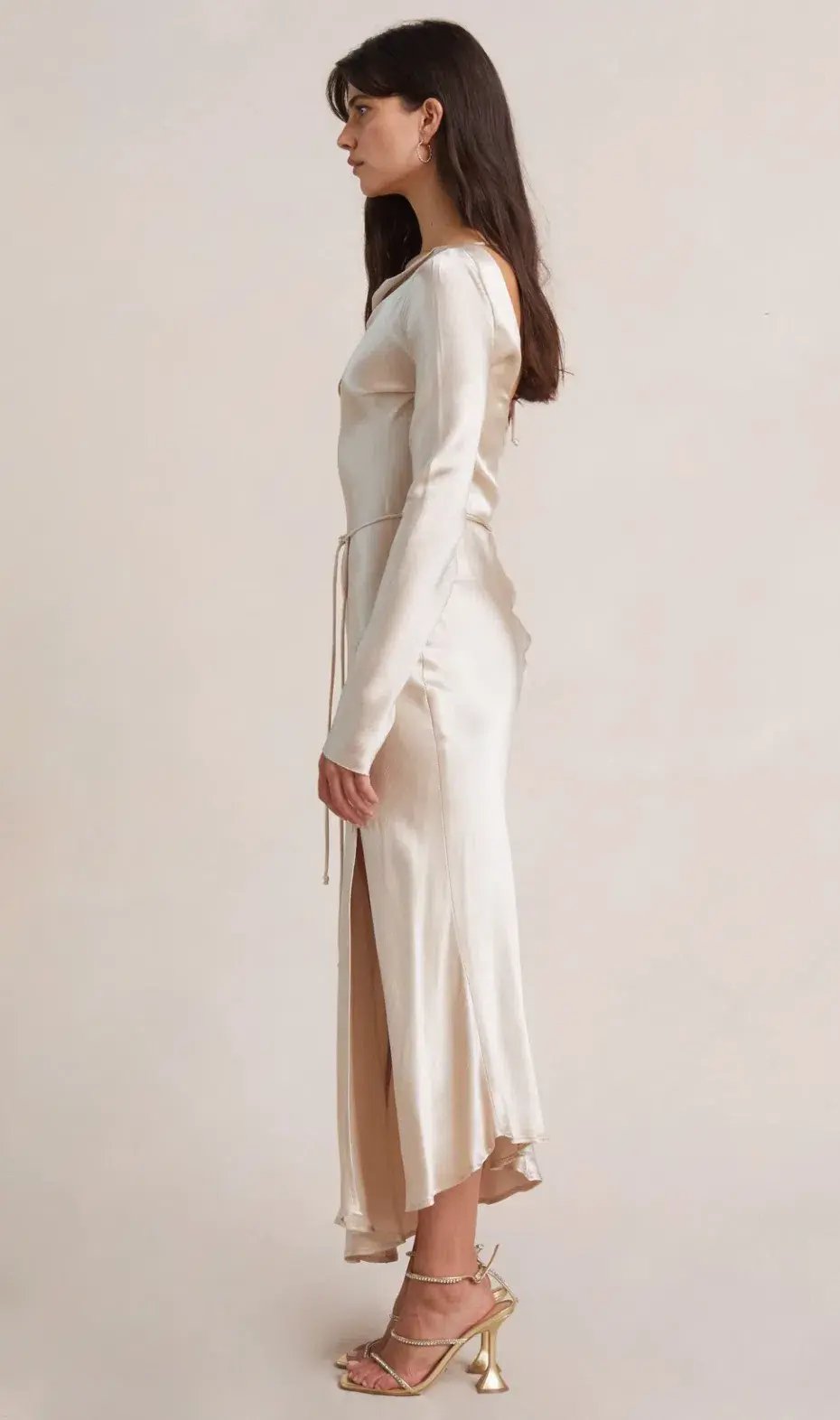 Bec & Bridge Moon Dance Long Sleeve Midi Dress Sand Size 10 photo 3