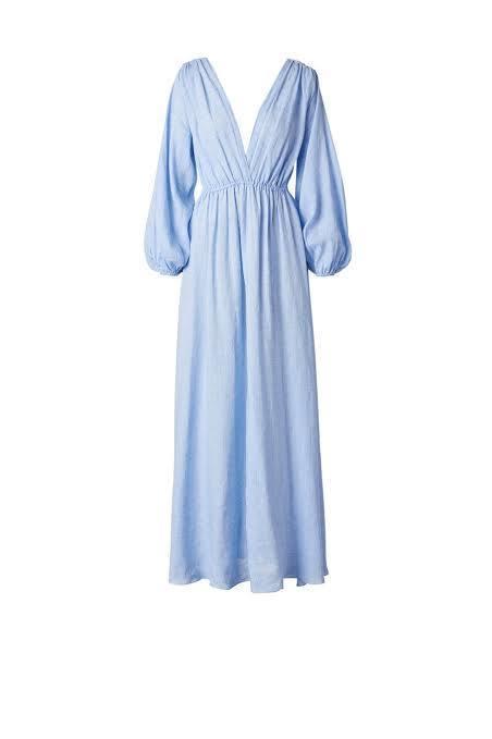 Scanlan Theodore Italian Linen Low Back Dress Blue Size 8 photo 4