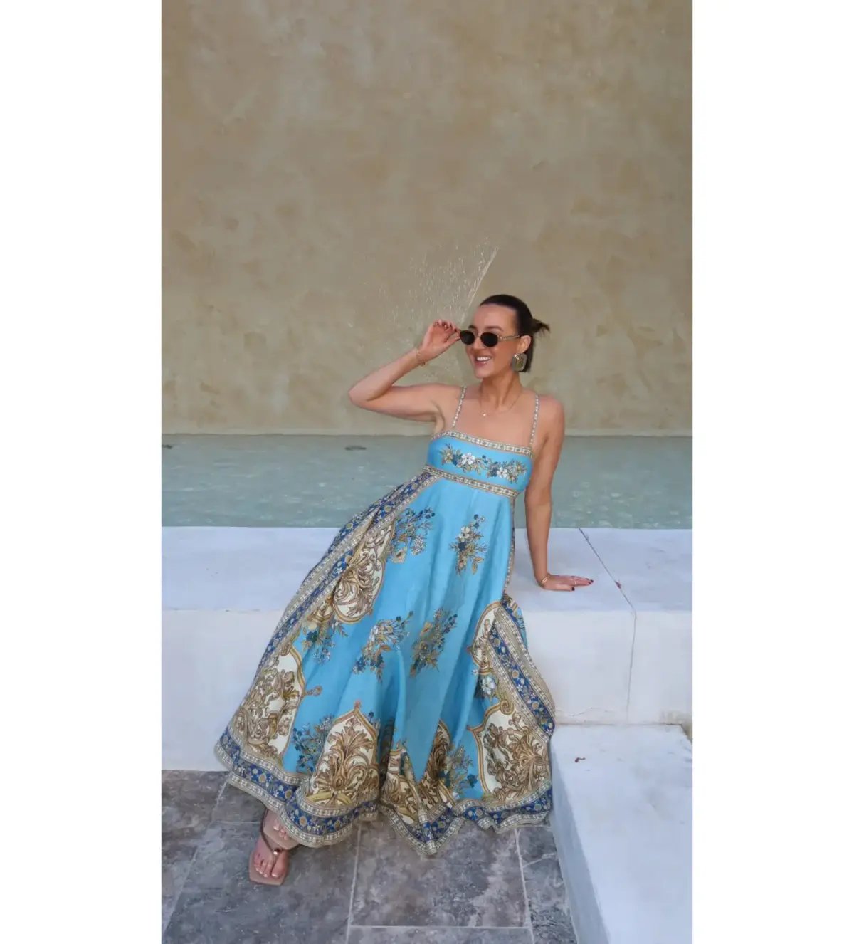 Alemais x La Sirena Exclusive Cassie Midi Sundress Blue Floral Size AU 12 photo 2