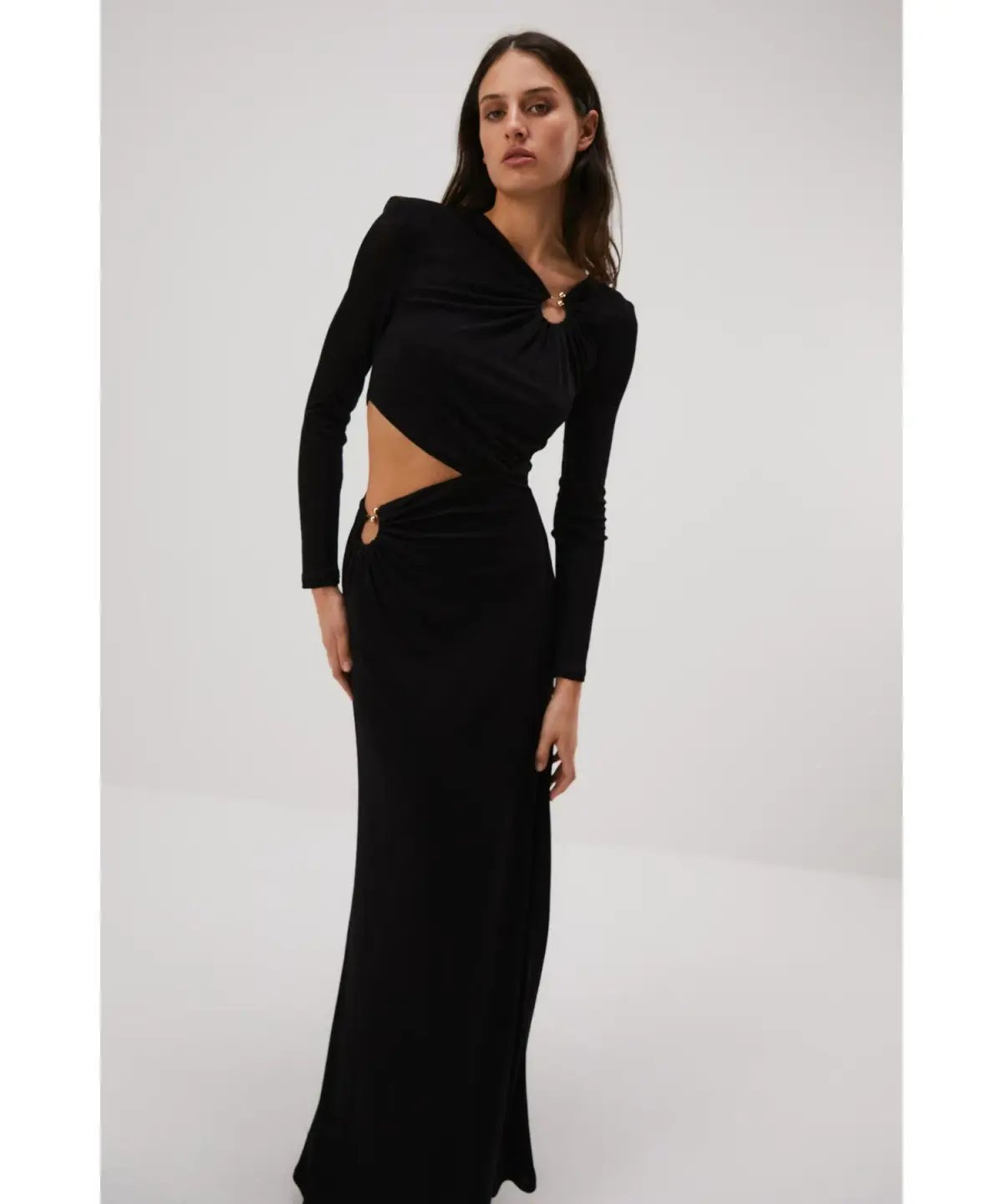 Misha Akari Floor Length Gown Black Size 6/XS photo 2