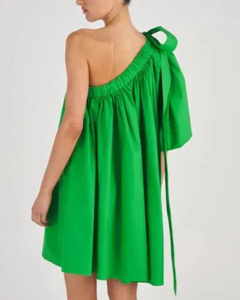 Oroton One Shoulder Mini Dress Meadow Green Size 10 photo 3