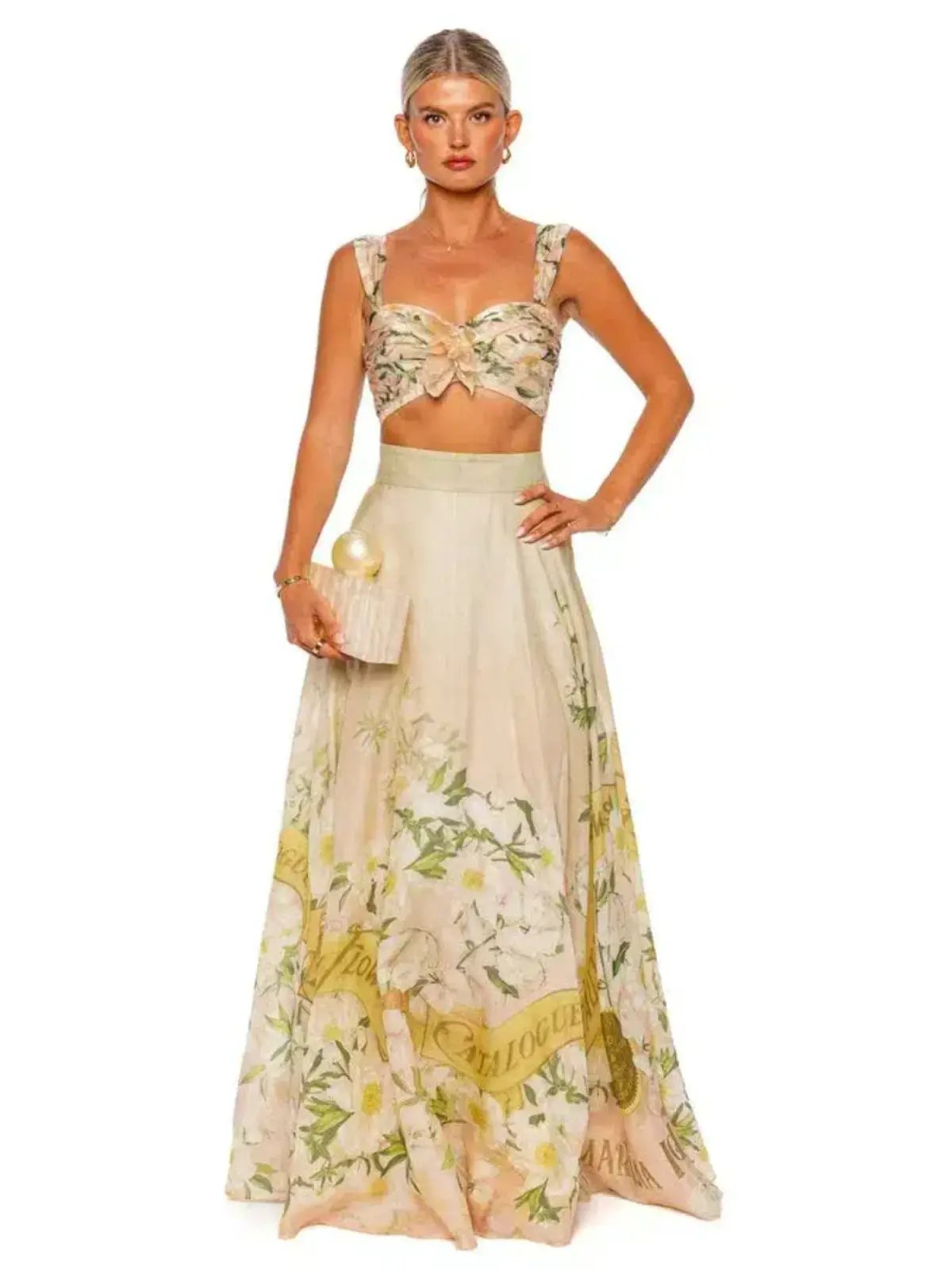 Zimmermann The Coaster Gathered Bra And Maxi Skirt In Blush Garden Floral Size 0 / AU 6 photo 2