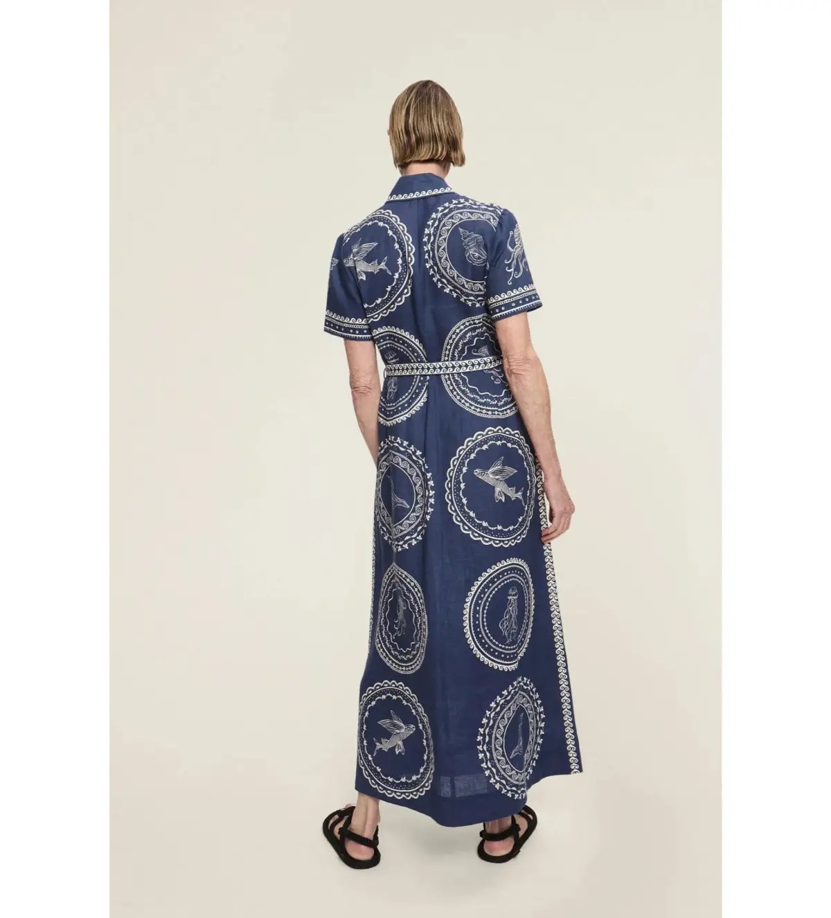 Alemais Oceane Linen Shirtdress in Navy Size L / AU 12 photo 3