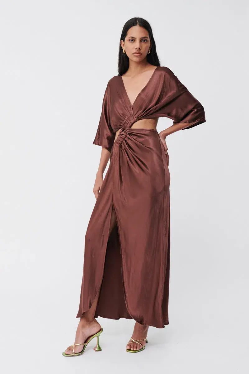 Suboo Tate Twist Wrap Front Maxi Dress Chocolate Size XS / AU 6 photo 2