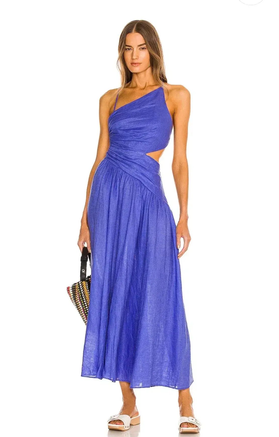 Zimmermann Tropicana Asymmetric Dress Cobalt Blue Size 1/Au 10 photo 3