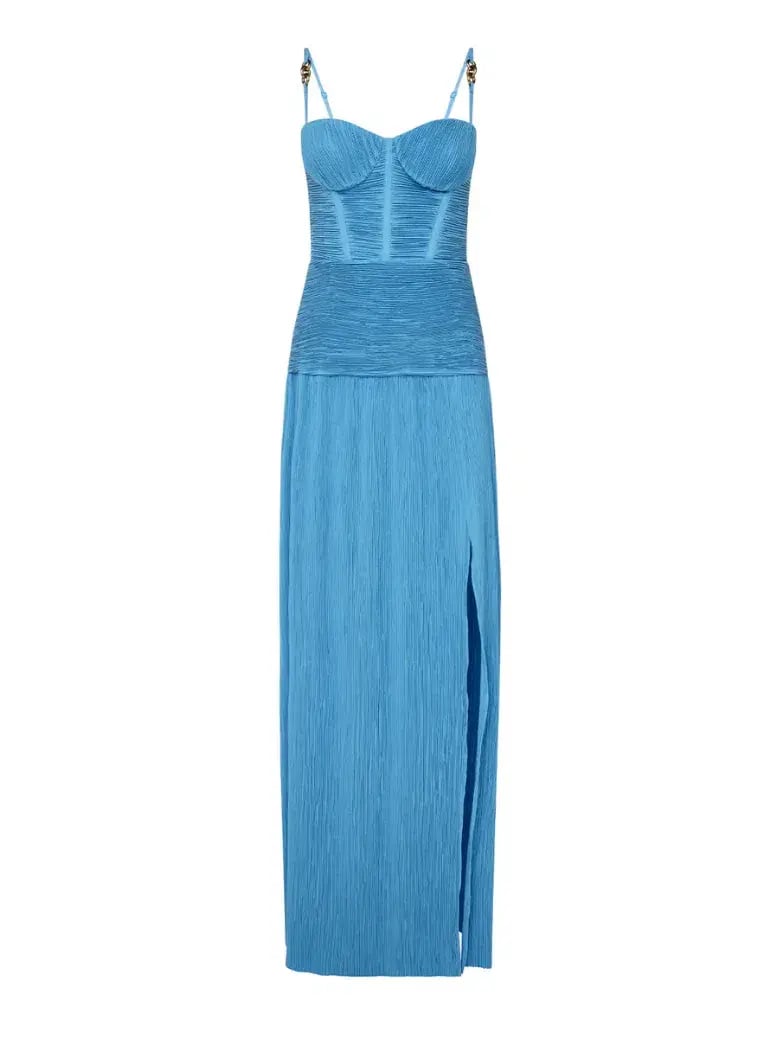 Manning Cartell Double Time Pleat Dress Cerulean Blue Size 10 photo 5
