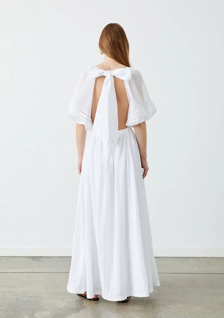 Joslin Studio Julianna Linen Ramie Maxi Dress Optical White Size 8 photo 2