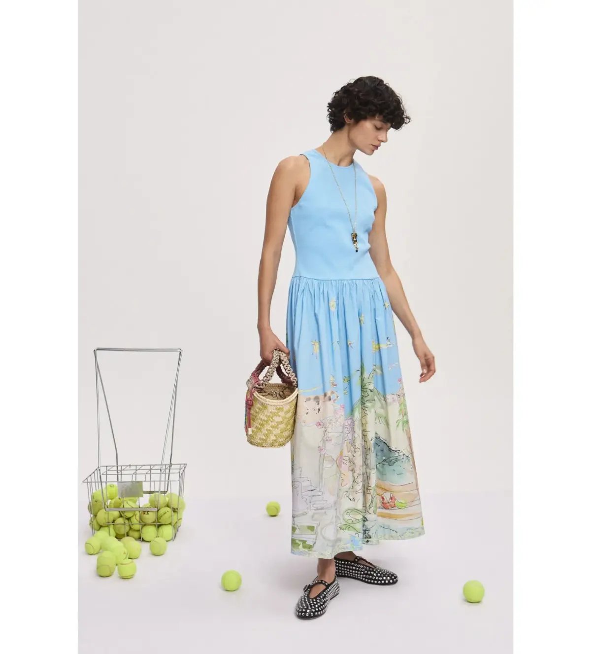 Alemais Anouk Tank Midi Dress Blue Print Size 8 photo 2