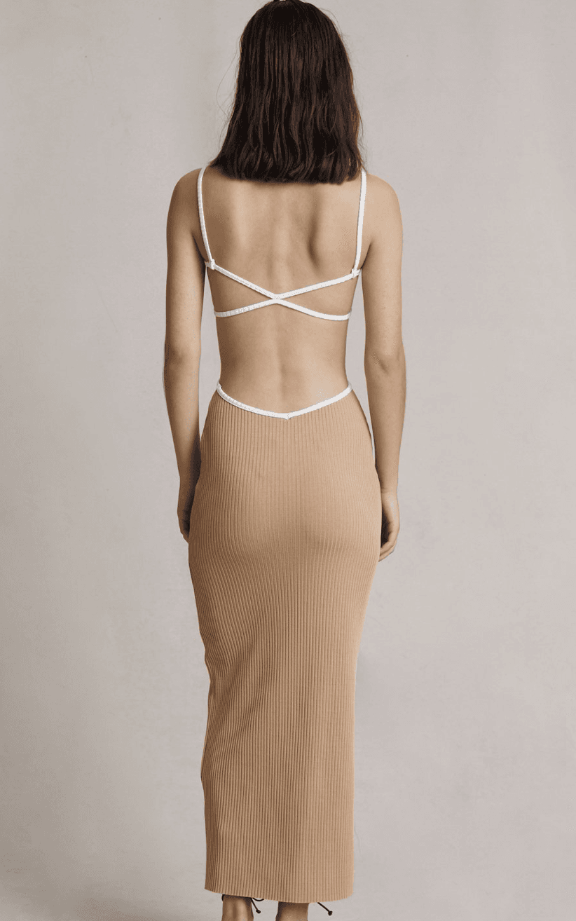 Bec & Bridge Coyote Midi Dress in Camel - Size 6 photo 5