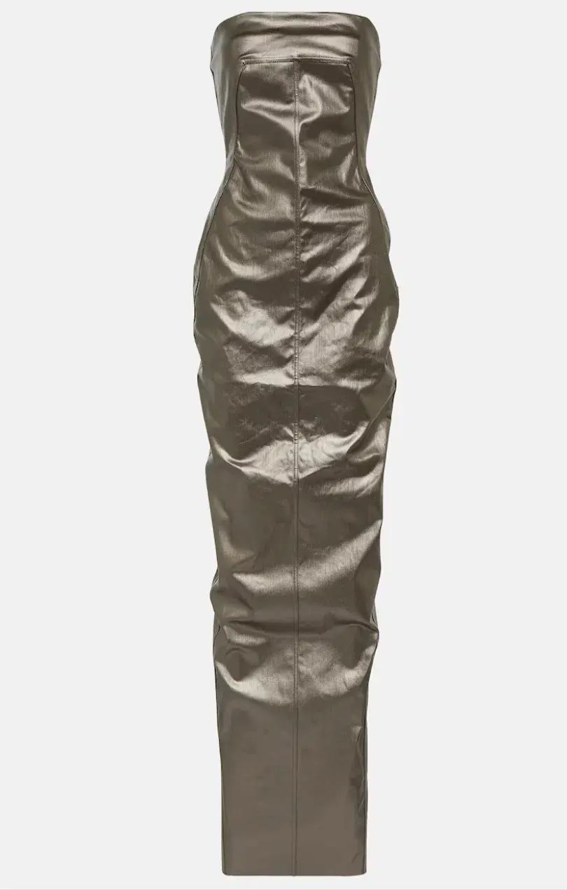 Rick Owens Lido Denim Bustier Gown Gun Metal Size 8 photo 4