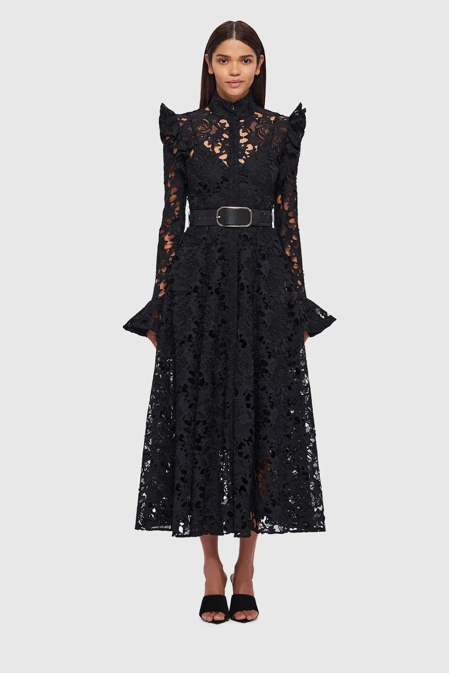 Leo Lin Aliyah Butterfly Sleeve Midi Dress - Black photo 3