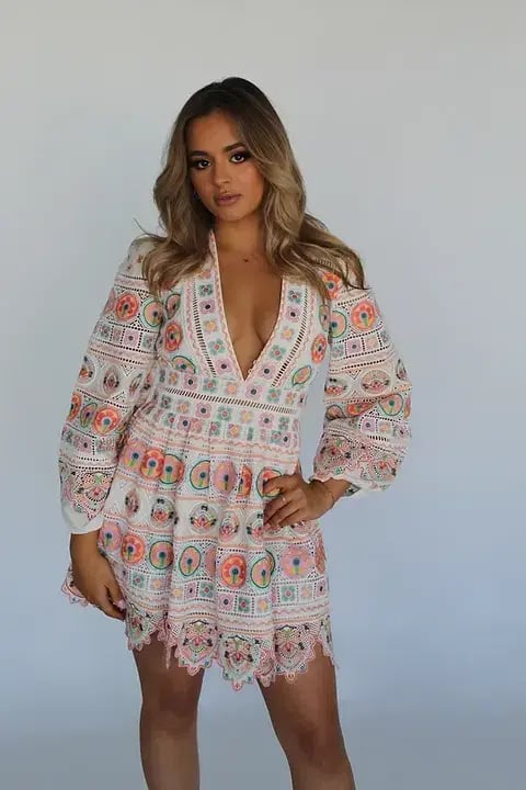 Zimmermann Brighton Plunge Dress Multi Size 3 / Au 14 photo 4