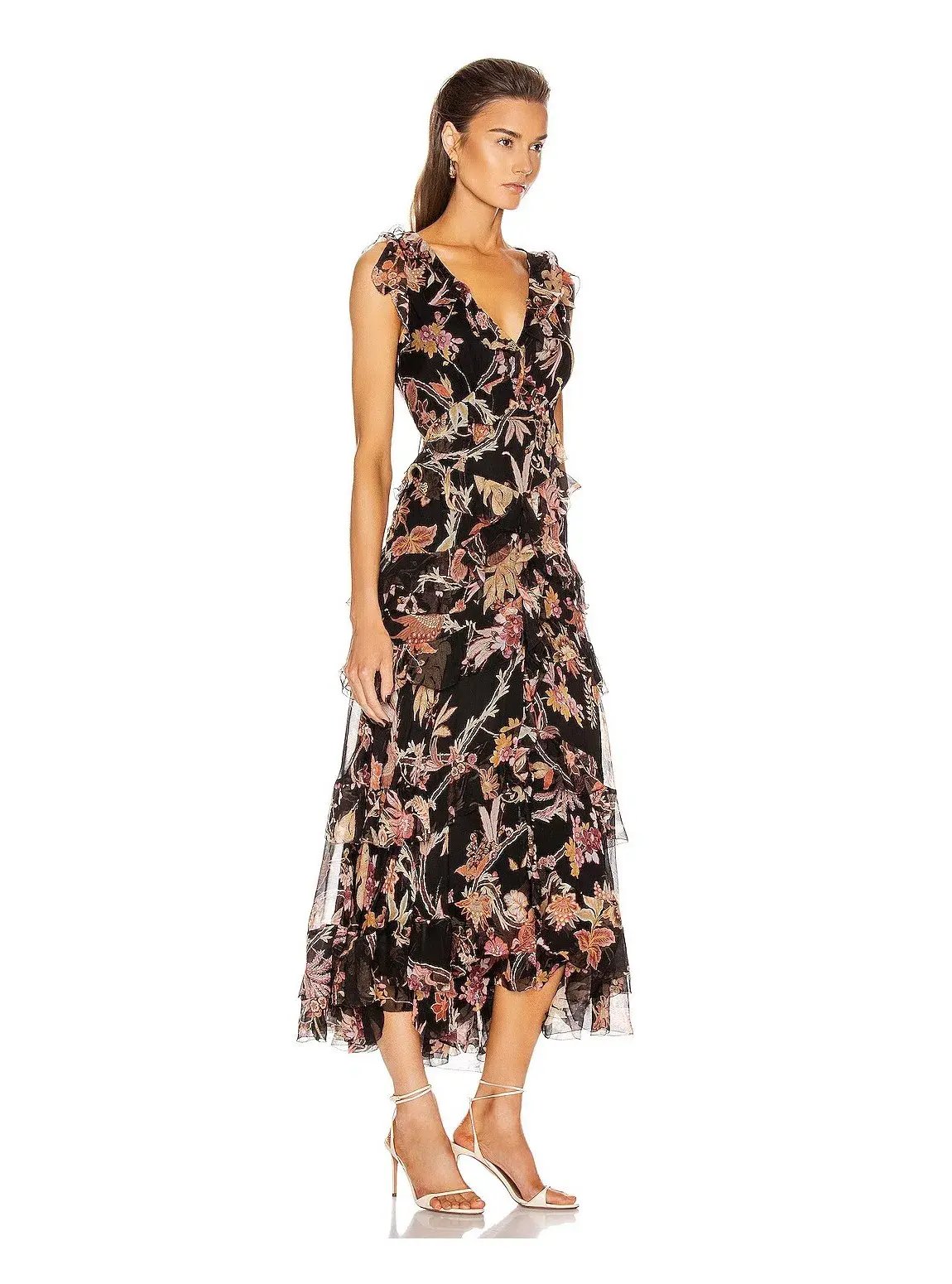 Zimmermann Wavelength Frilled Midi Dress Black Pheonix Size 12 photo 2