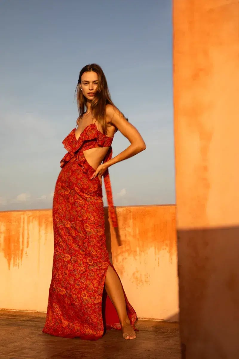 Sir the Label Allegra Frill Maxi Dress Print Size 1/AU 8 photo 2
