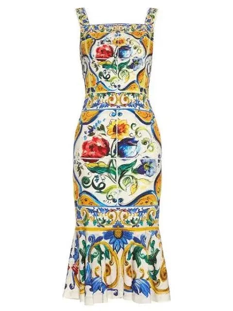 Dolce & Gabbana Majolica Charmeuse Dress Print Size 8 photo 2