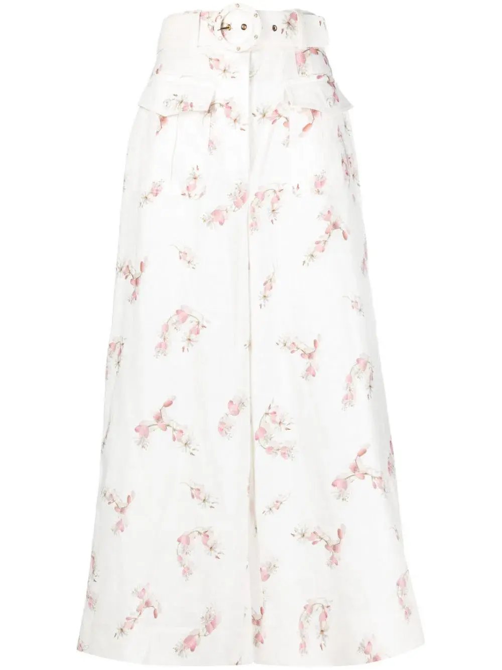 Zimmermann Dancer Wide Leg Belted Trousers White Floral Size 0 / Au 8 photo 4