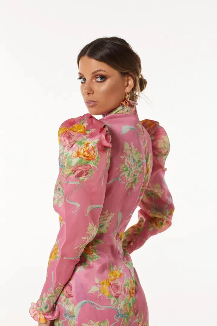 Alessandra Rich Pink Multi Printed Organza Mini Dress Print Size 8 photo 3