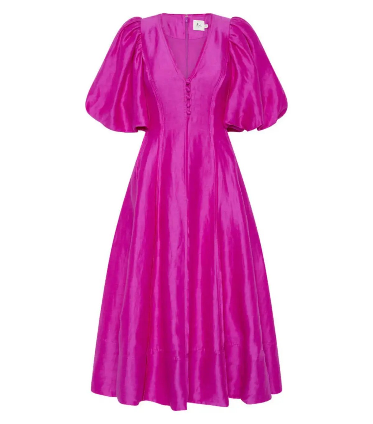 Aje Dusk Puff Sleeve Midi Dress Deep Magenta Size AU 16 photo 6