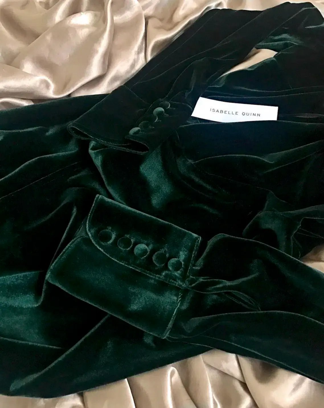 Isabelle Quinn Green Velvet Midi Long Sleeve Wrap Dress Green Size 8 photo 3